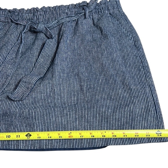 J.Crew skirt XL, linen cotton paper bag mini skirt,navy,white striped,belted - Picture 10 of 13